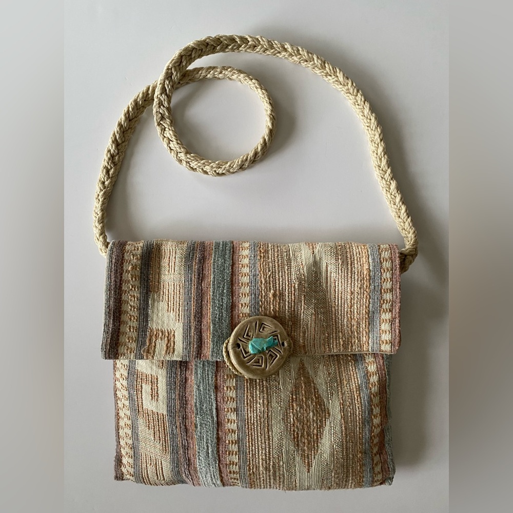 Boho Unique woven Tapestry and corduroy handmade carpet crossbody purse bag